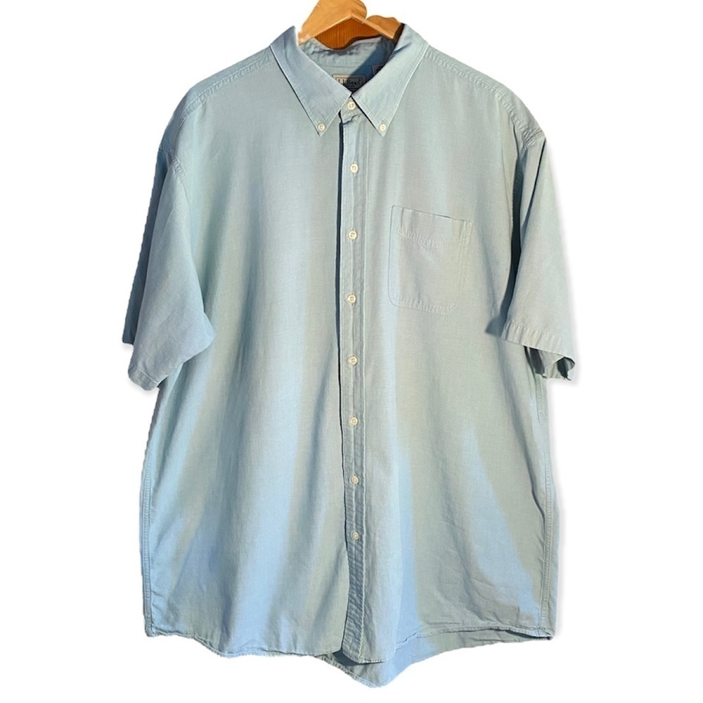 L.L. Bean Men's 100% Cotton Button Front Shirt Blue Size XXL-Tall